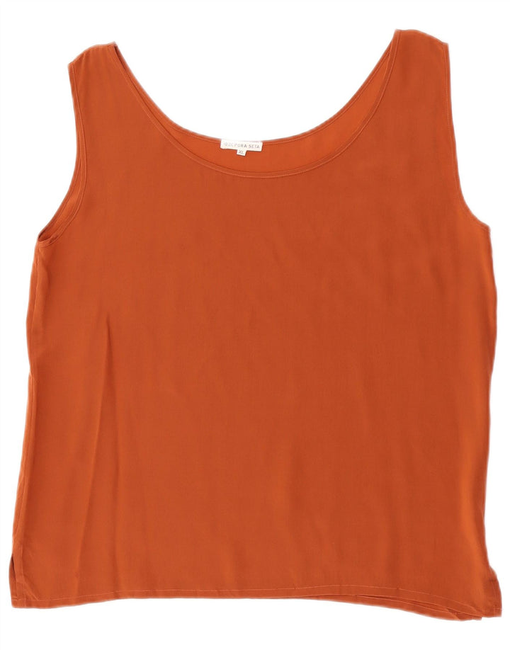 Vintage damevest top UK 18 XL orange silke