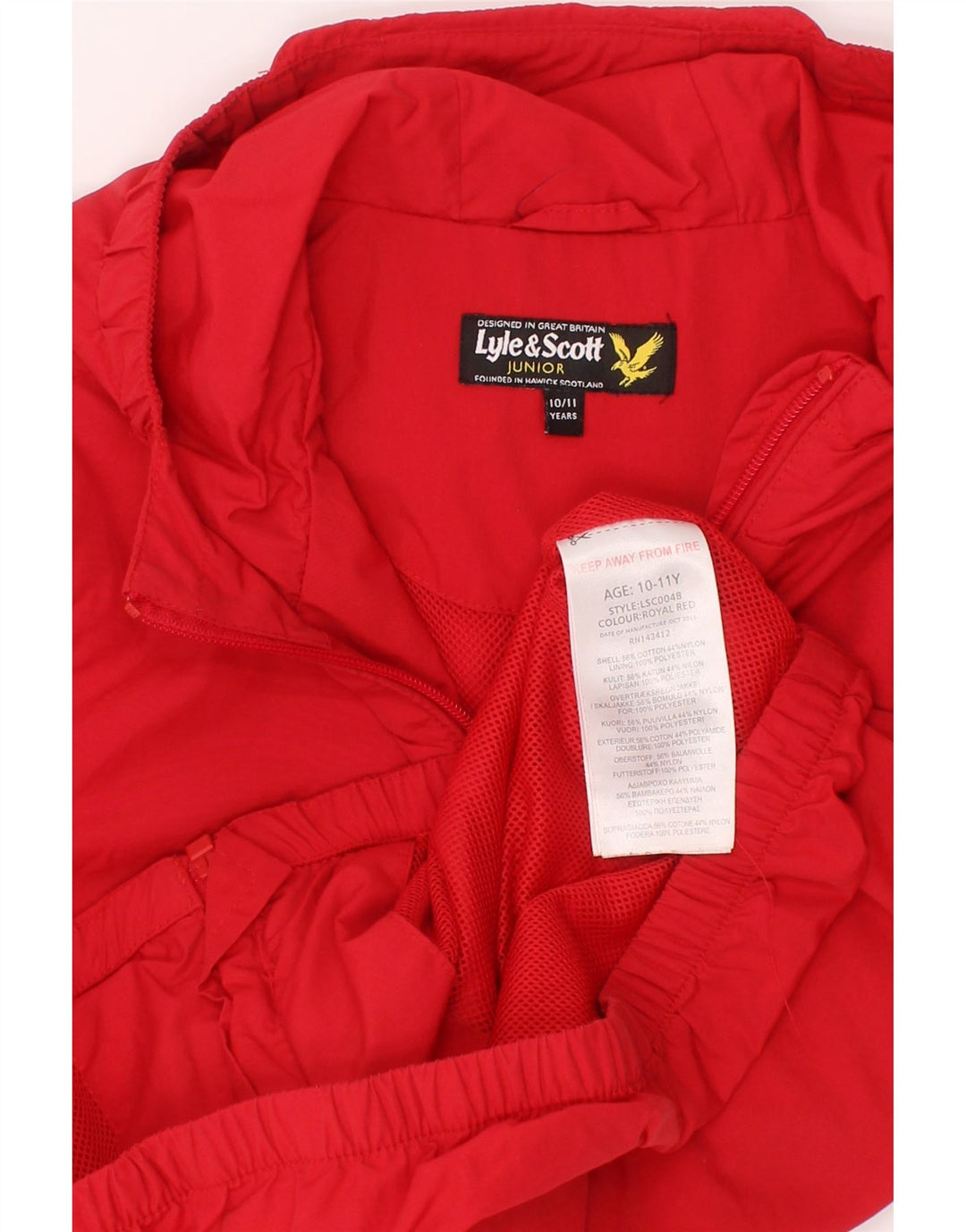 Lyle & Scott drenge hætte regnjakke 10-11 år rød polyester