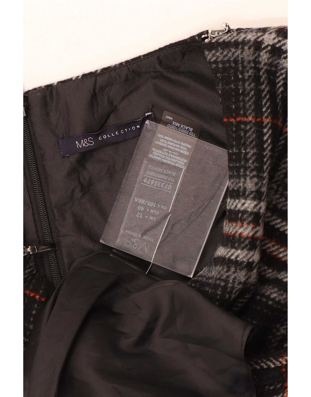 Marks & Spencer Dame Ærmeløs Shift Dress UK 12 Mdium Black Plaid