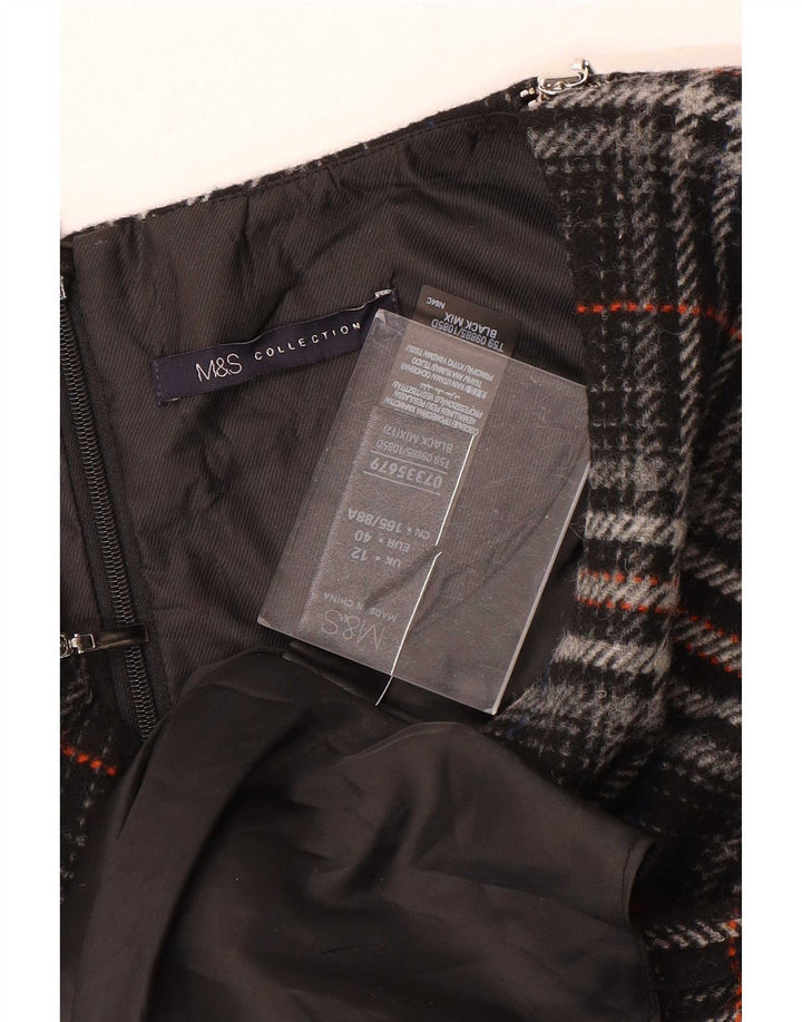Marks & Spencer Dame Ærmeløs Shift Dress UK 12 Mdium Black Plaid