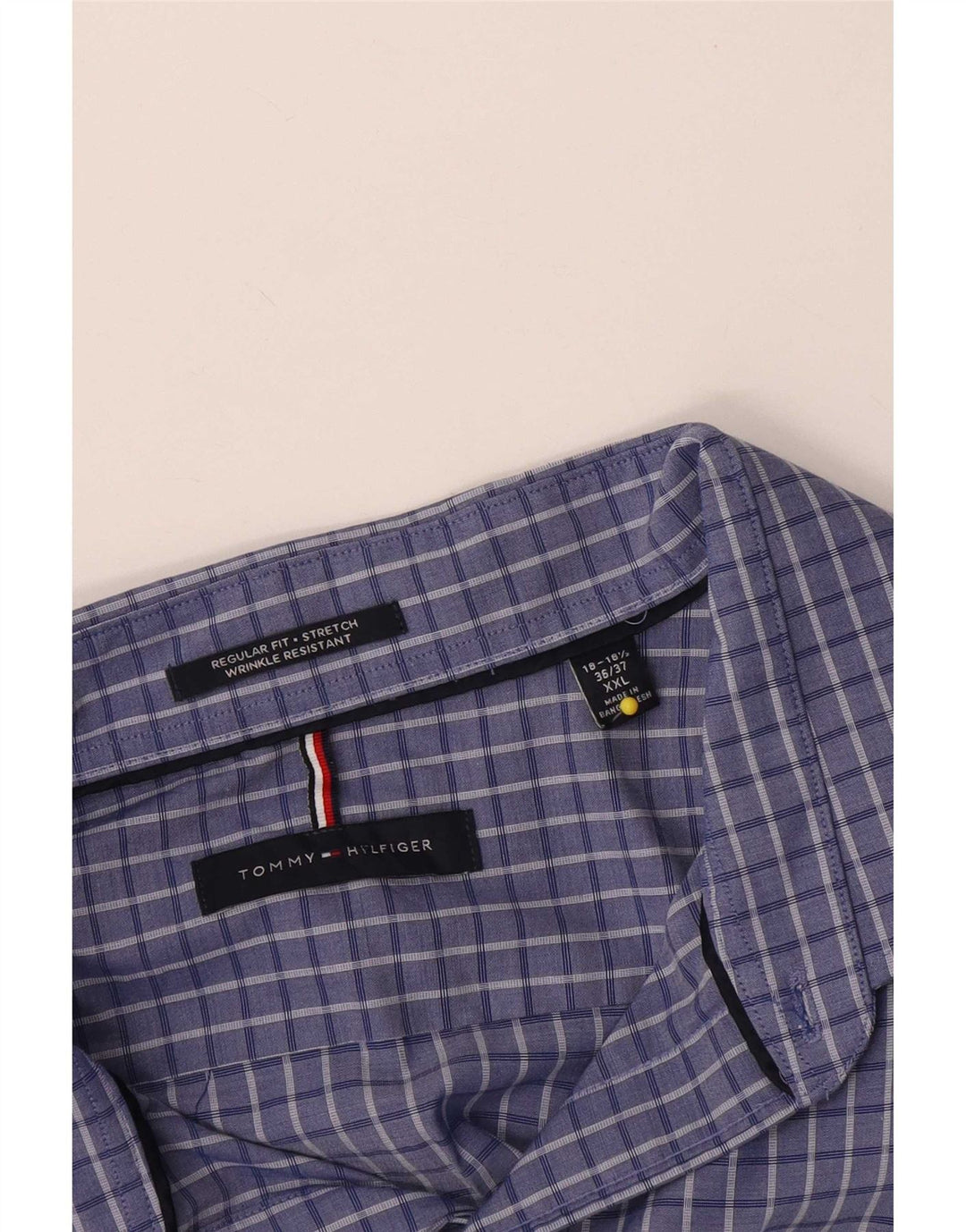 Tommy Hilfiger Herre Regular Fit skjorte 2XL blå ternet bomuld