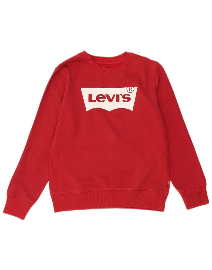 LEVI'S Girls Graphic Sweatshirt Jumper 13-14 Years Red Cotton