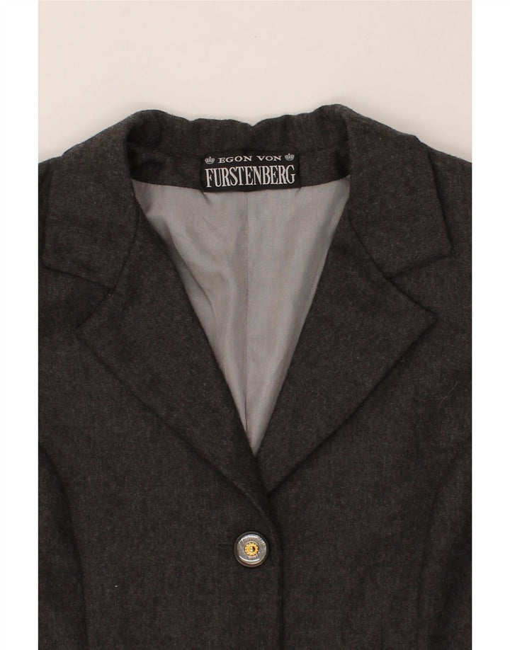 EGON VON FURSTENBERG Womens 3 Button Blazer Jacket UK 20 2XL Grey Vintage Egon Von Furstenberg and Second-Hand Egon Von Furstenberg from Messina Hembry 