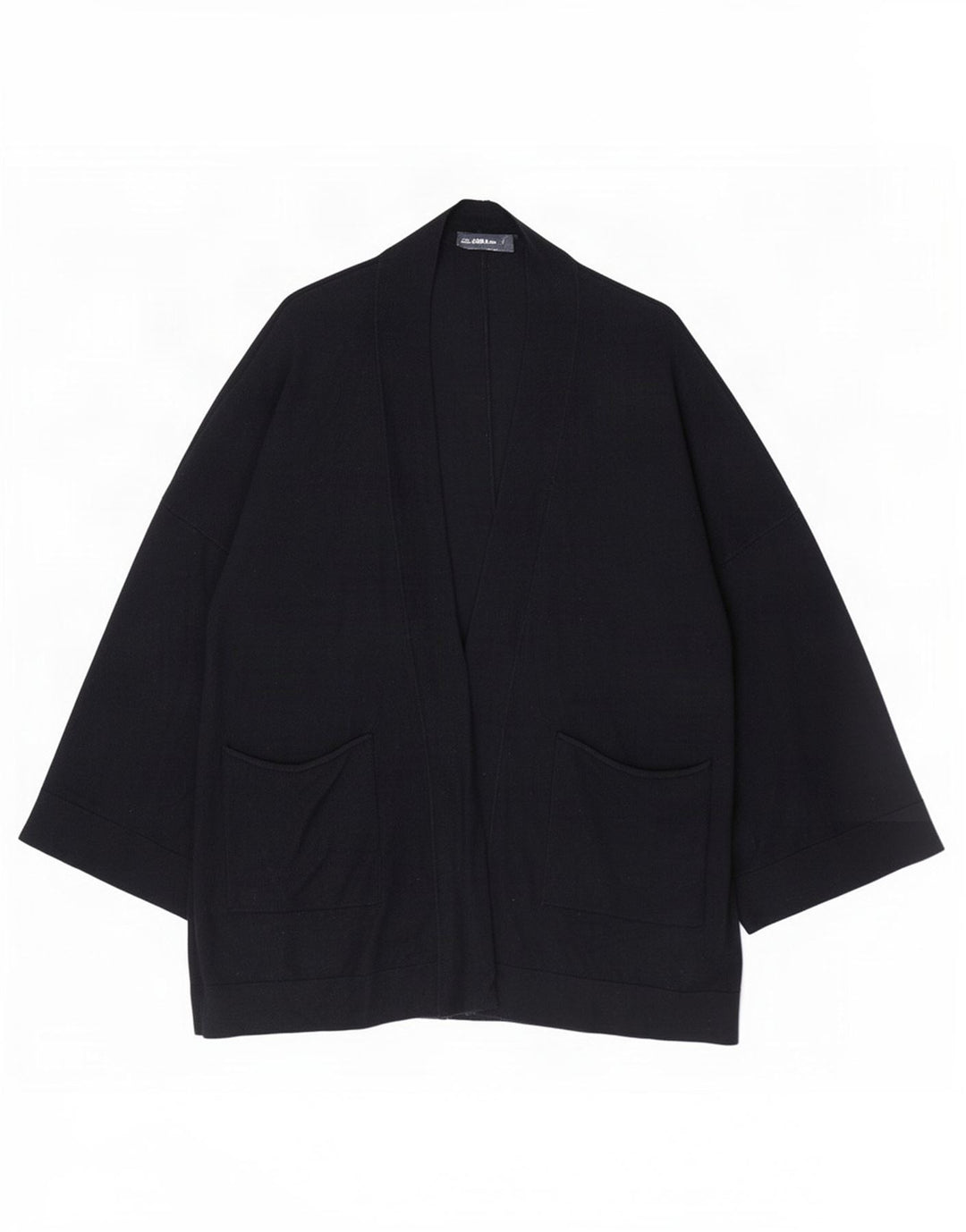 Zara Dame Oversized Longline Åben Cardigan Sweater UK 10 Small Navy Blue