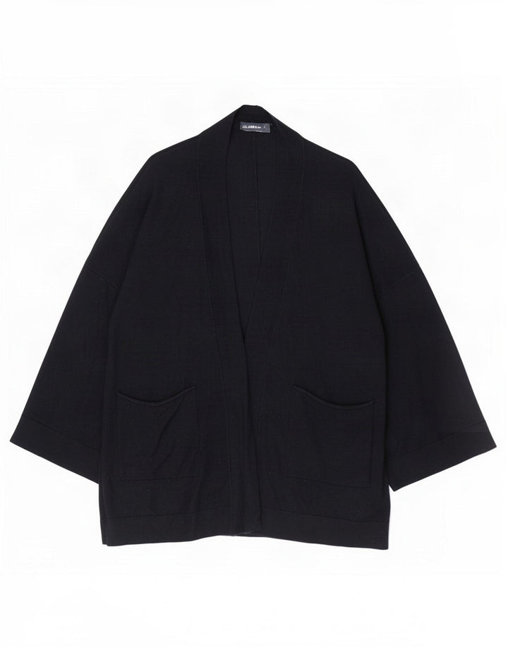 Zara Dame Oversized Longline Åben Cardigan Sweater UK 10 Small Navy Blue