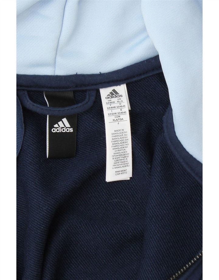 ADIDAS hættetrøje med lynlås til kvinder UK 20/22 XL Navy Blue Colourblock