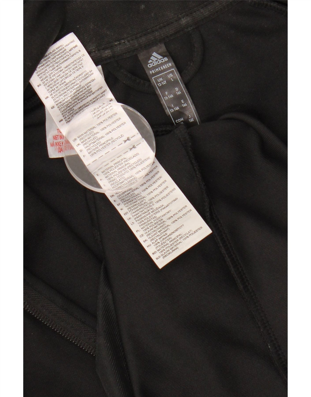 ADIDAS Boys Primegreen Træningsdragt Topjakke 13-14 År Sort Polyester