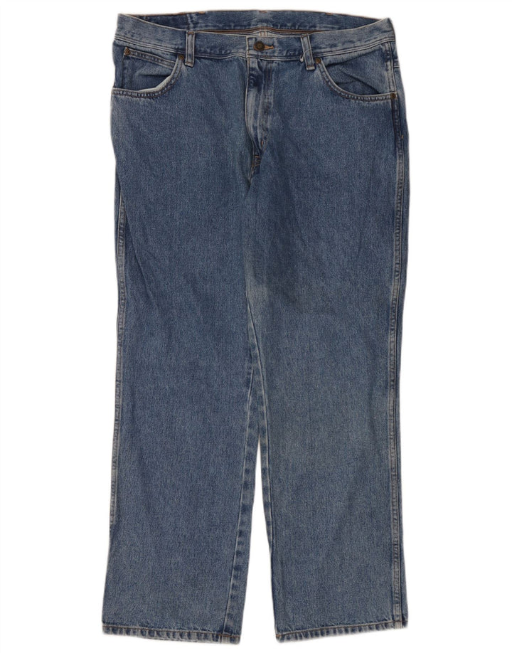Wrangler Herre Regular Fit Straight Jeans W38 L30 Blå Bomuld