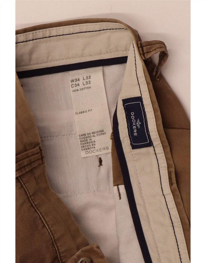 DOCKERS Herre Classic Fit Straight Chino Bukser W34 L32 Beige Bomuld