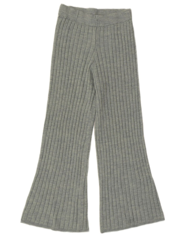 Zara Womens Knit Flare Casual Trousers UK 12 Medium Green Acryl