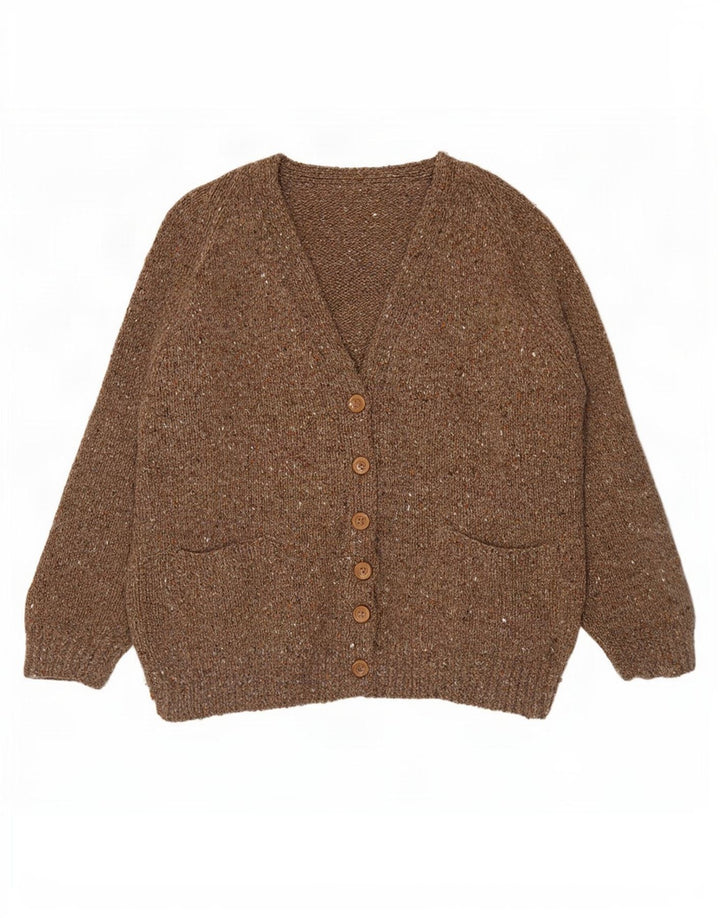 Vintage dame cardigan sweater UK 12 Medium Brown Flecked