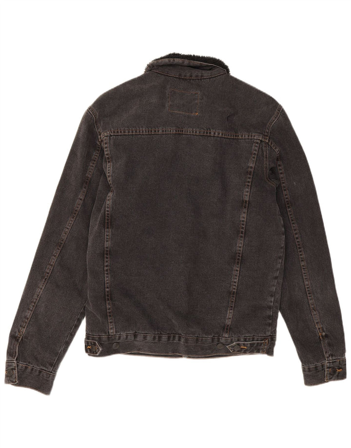 Zara Herre Sherpa denimjakke UK 38 Medium Grå