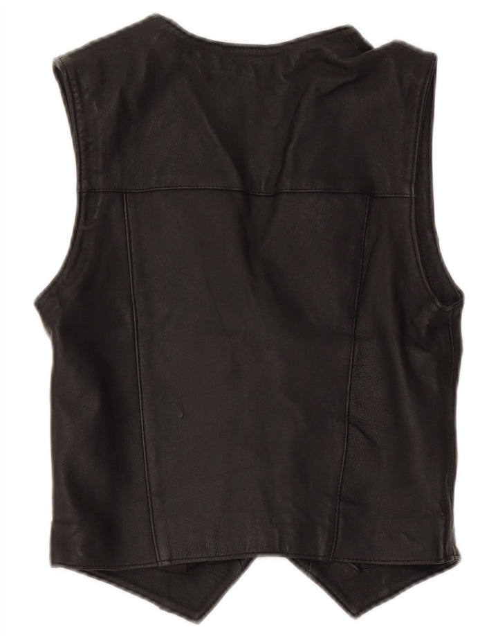 Vintage lædervest til kvinder UK 12 Medium Black