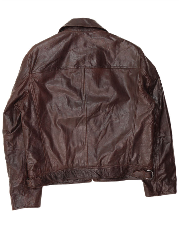 Vintage Herre Bomber Læderjakke IT 54 2XL Brun Læder