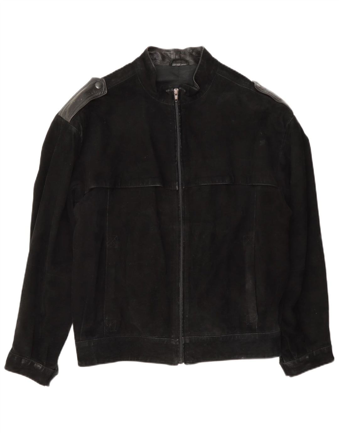Vintage Herre Military Suede Bomber Jacket IT 46 Small Black