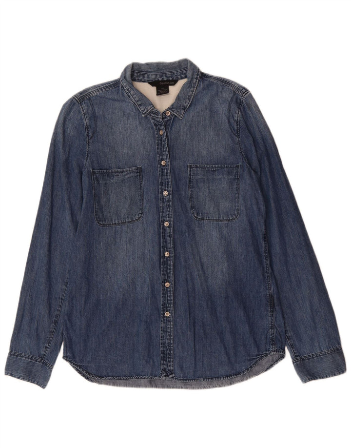 Calvin Klein Jeans Dame Denim Shirt UK 16 Stor Blå Bomuld