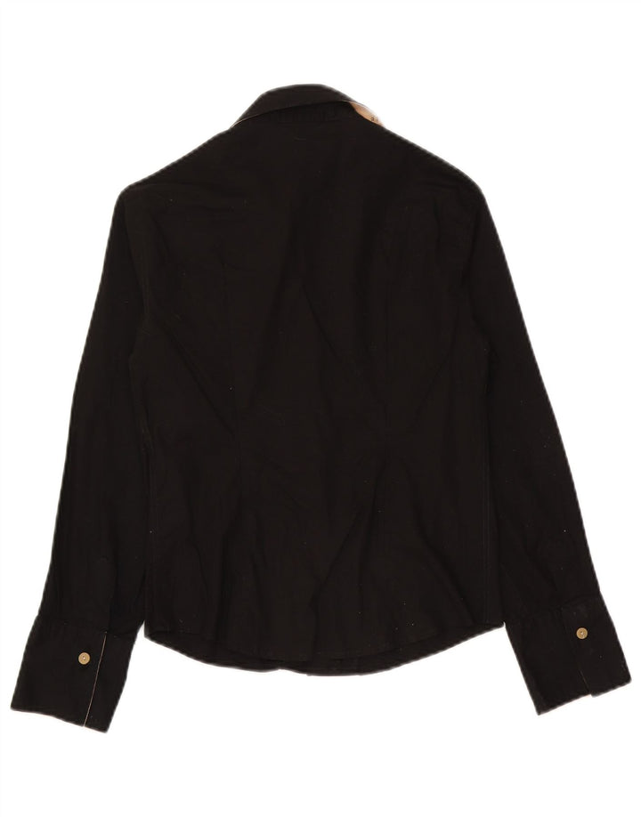 ALVIERO MARTINI Dameskjorte UK 12 Medium Sort Bomuld