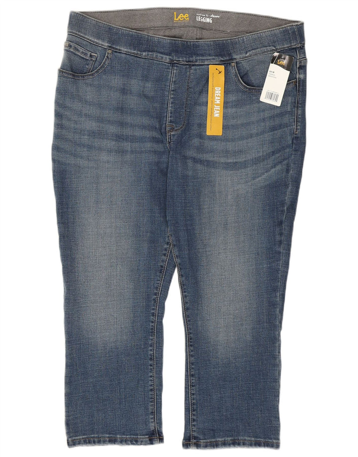 LEE Dame Mid Rise Capri Jegging Jeans US 16 2XL W38 L21 Blå Bomuld