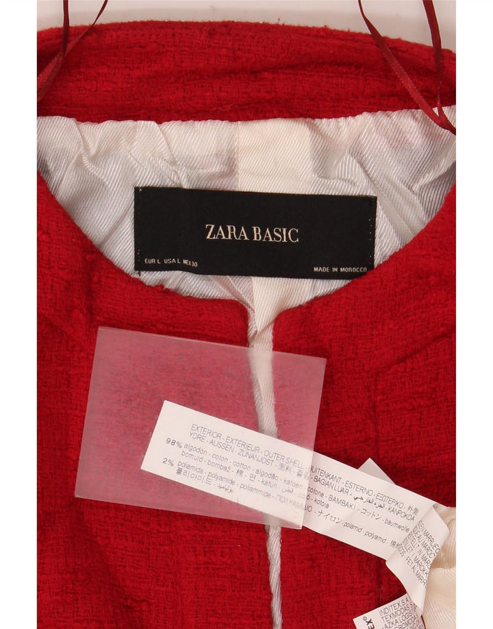 Zara Dame Blazer Jacket UK 16 Stor Rød Bomuld
