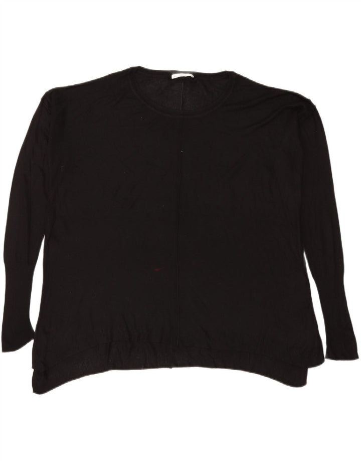 Zara Dame Oversized Top Langærmet UK 14 Medium Sort Viscose