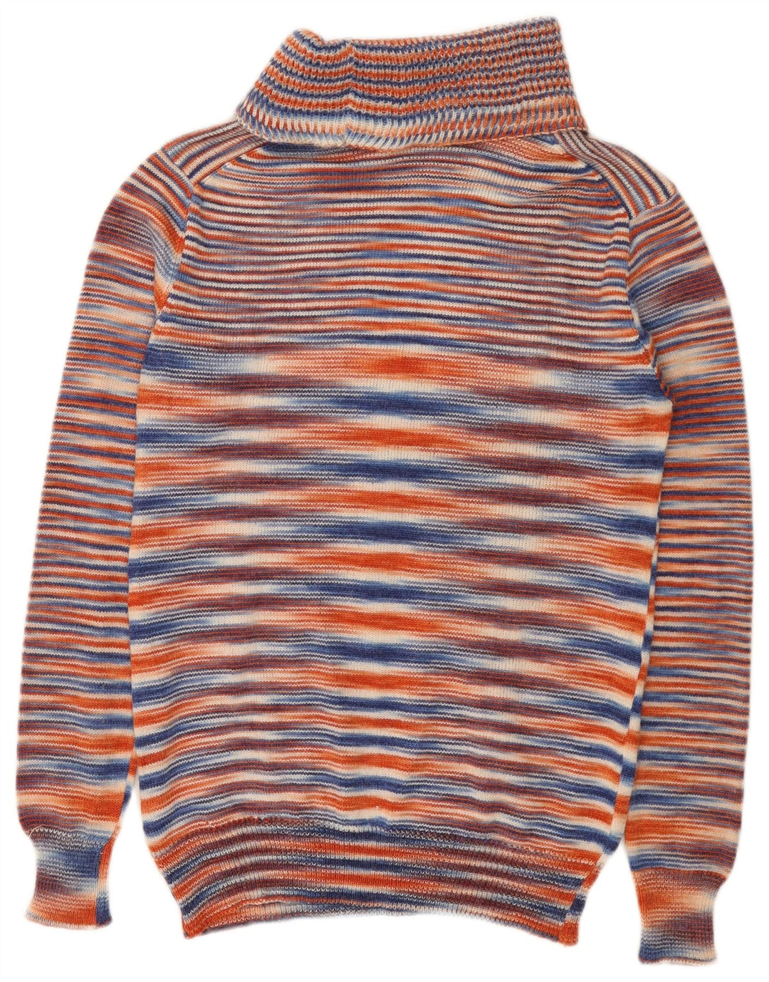 VINTAGE Dame Rullehals Sweater UK 10 Lille Flerfarvet Stribet