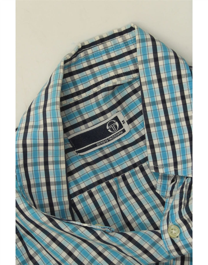 Sergio Tacchini herreskjorte mellemblå ternet bomuld