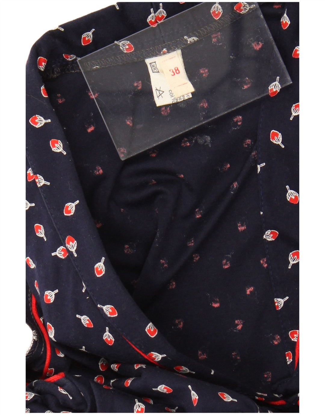 VINTAGE ærmeløs maxikjole til kvinder IT 38 XS Marineblå blomstret bomuld