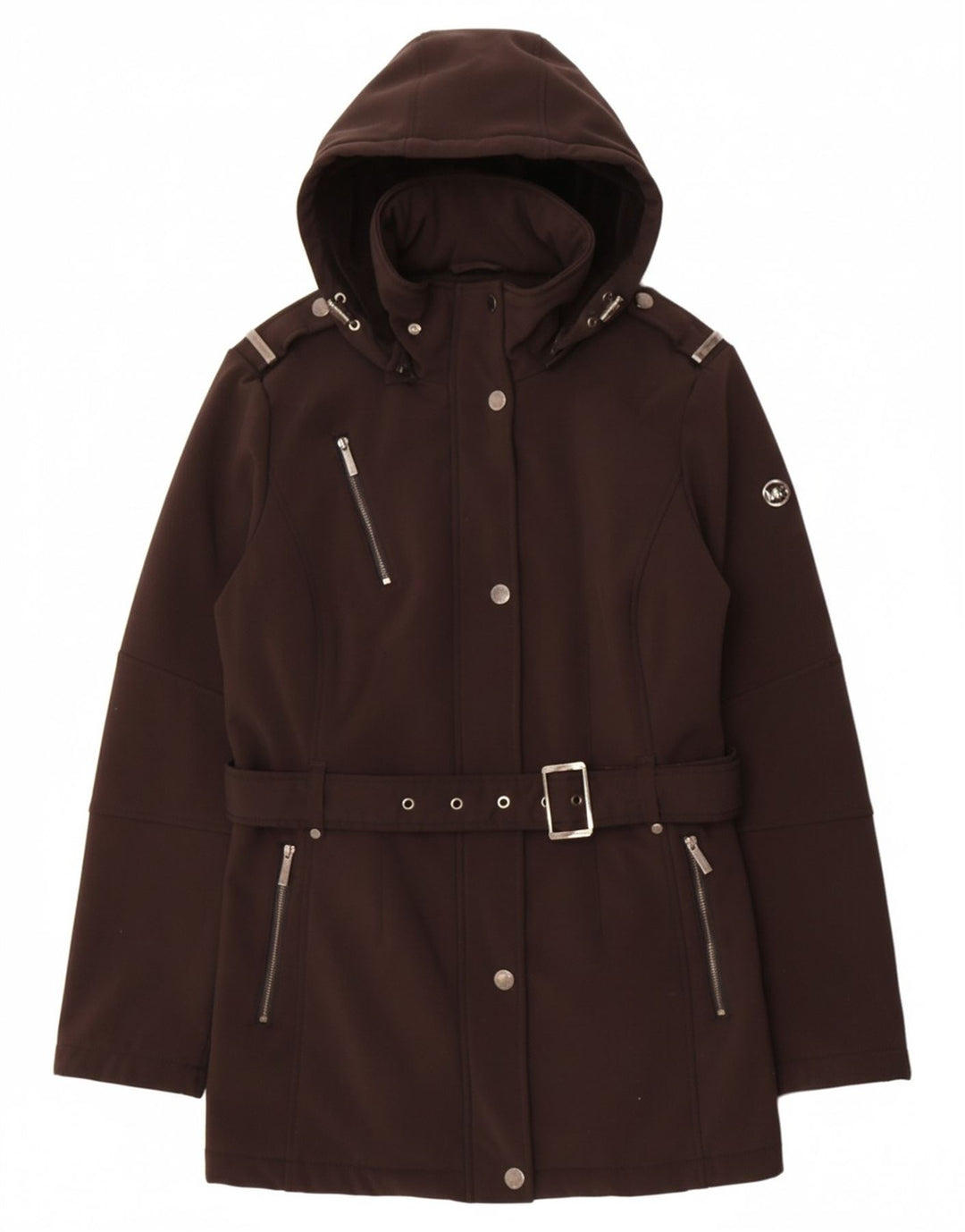 MICHAEL KORS Womens Hooded Military Jacket UK 16 Large Black