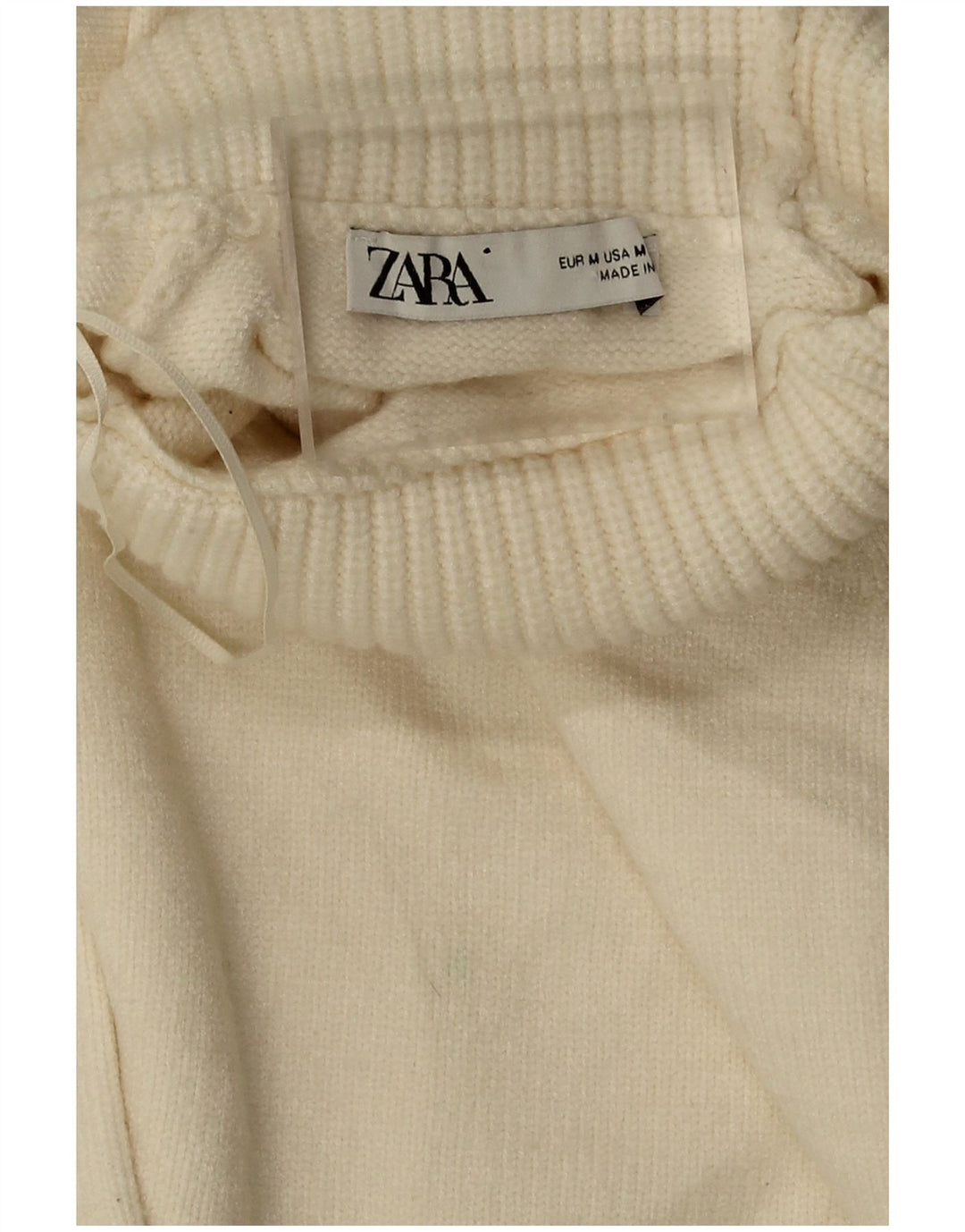 Zara Womens Crop Oversized rullehals sweater UK 14 Medium Off White