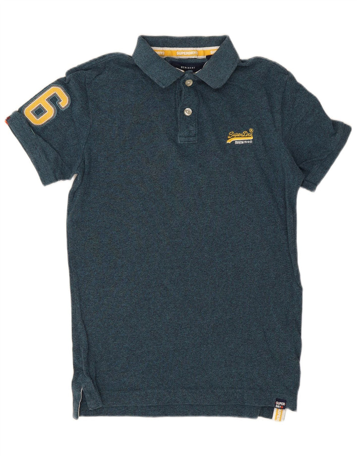 Superdry grafisk poloshirt til mænd, lille blå bomuld