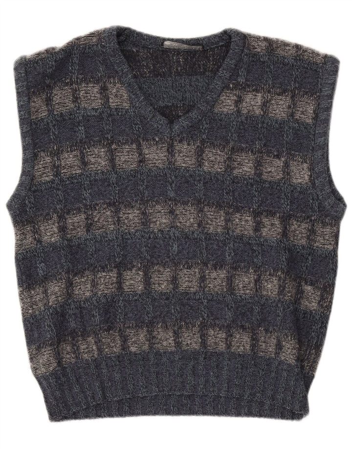 Vintage herrevest tanktop lille grå ternet akryl