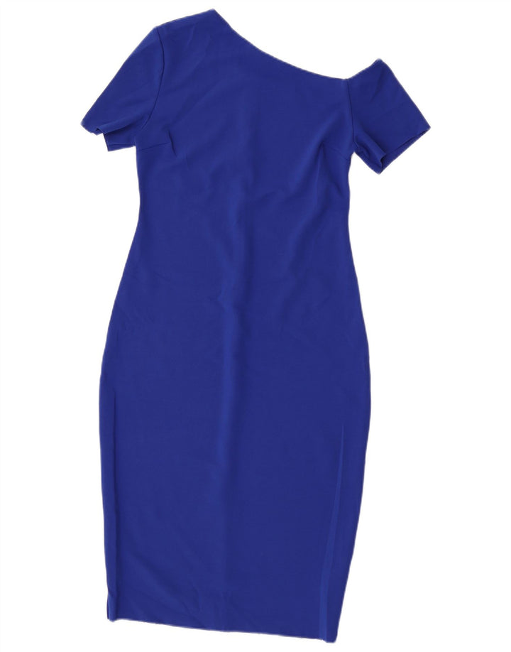 Zara Womens One Shoulder Bodycon Dress UK 8 Small Blue Polyester