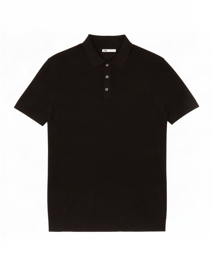 Zara Herre Kortærmet Polo Shirt Large Sort
