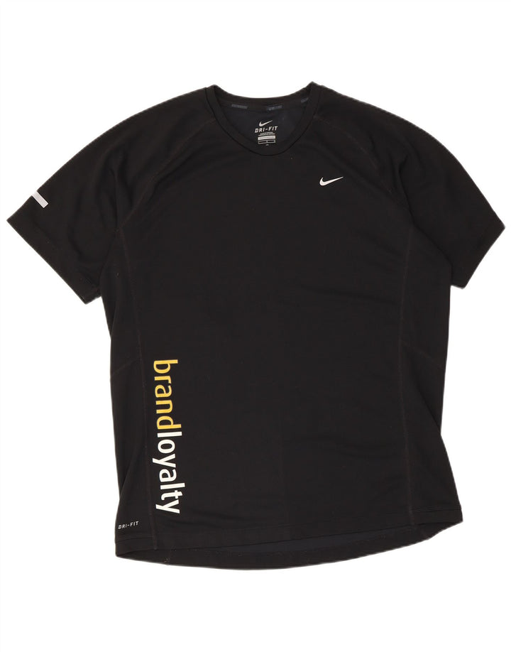 Nike Herre Dri Fit Grafisk T-Shirt Top Stor Sort Polyester