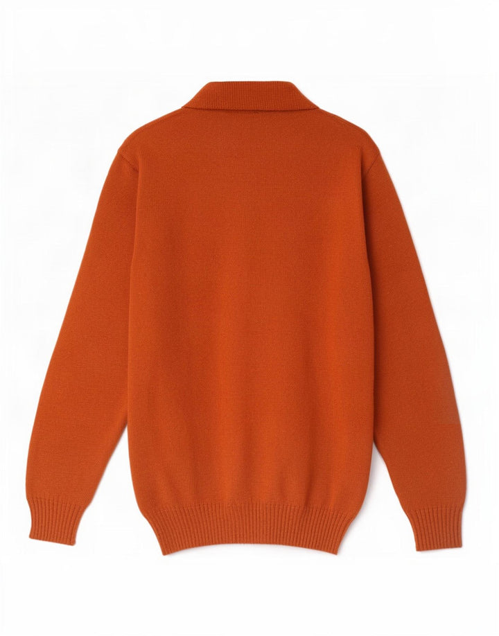 Vintage Herre Polo Neck Jumper Sweater IT 50 Medium Brun Stribet