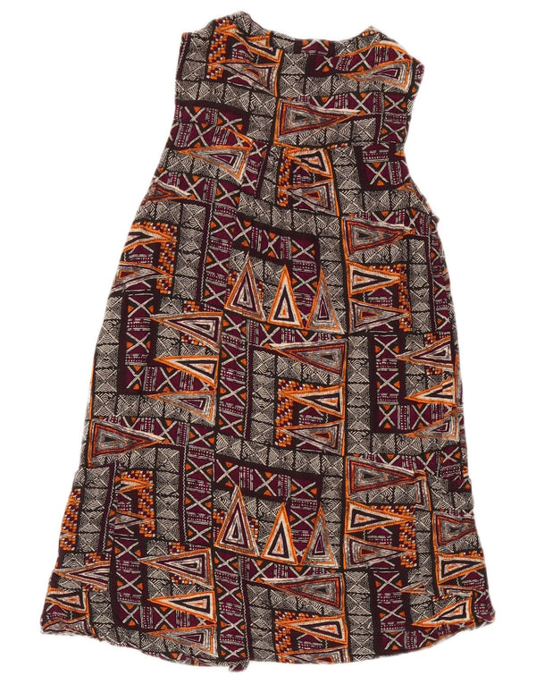 Fat Face Dame Ærmeløs Skift Kjole UK 8 Small Multicolored Geometric