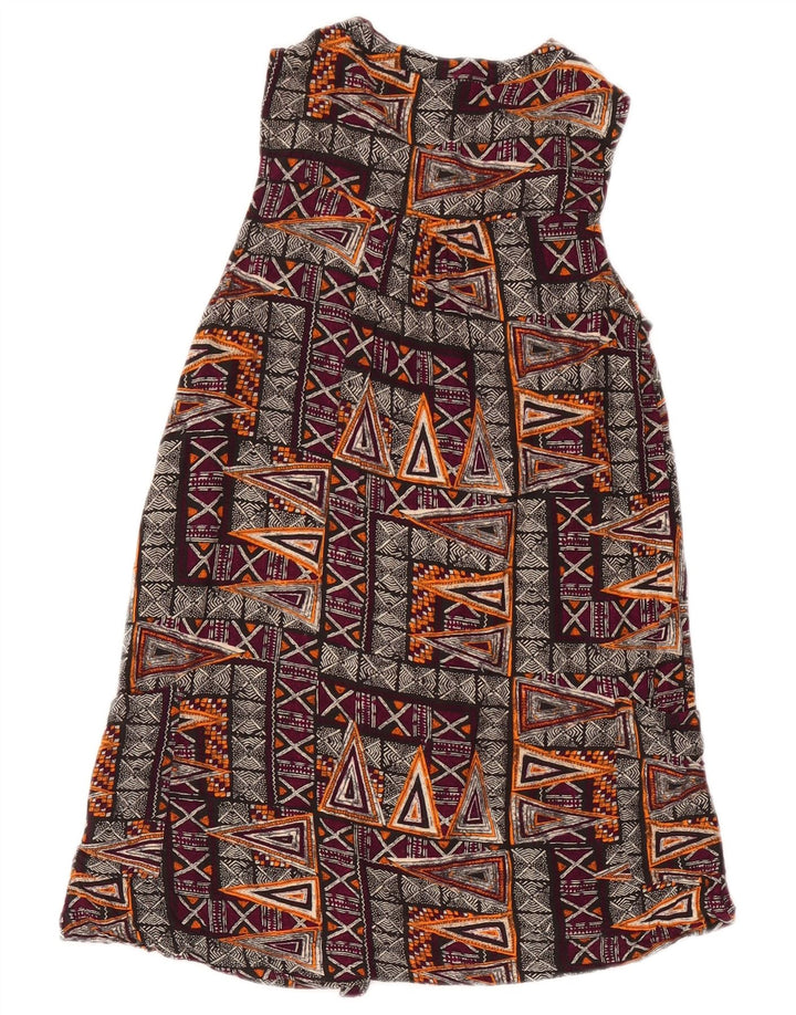 Fat Face Dame Ærmeløs Skift Kjole UK 8 Small Multicolored Geometric