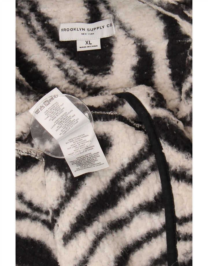 Vintage kvinders abstrakt mønster oversized fleecejakke UK 18 XL Sort
