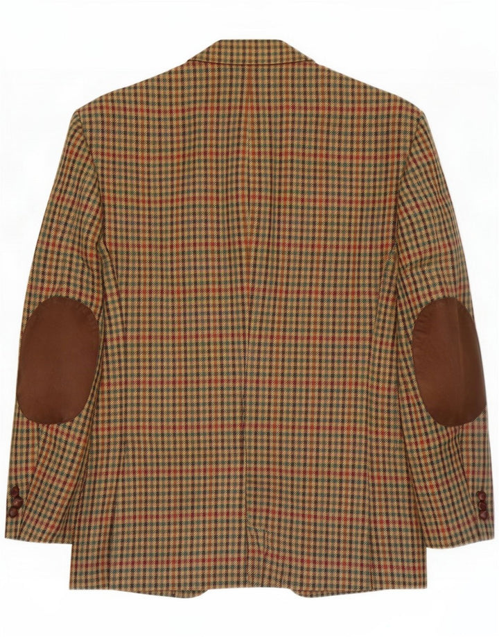 Vintage Herre 2-knaps blazerjakke IT 48 Medium Brun Gingham Virgin Wool