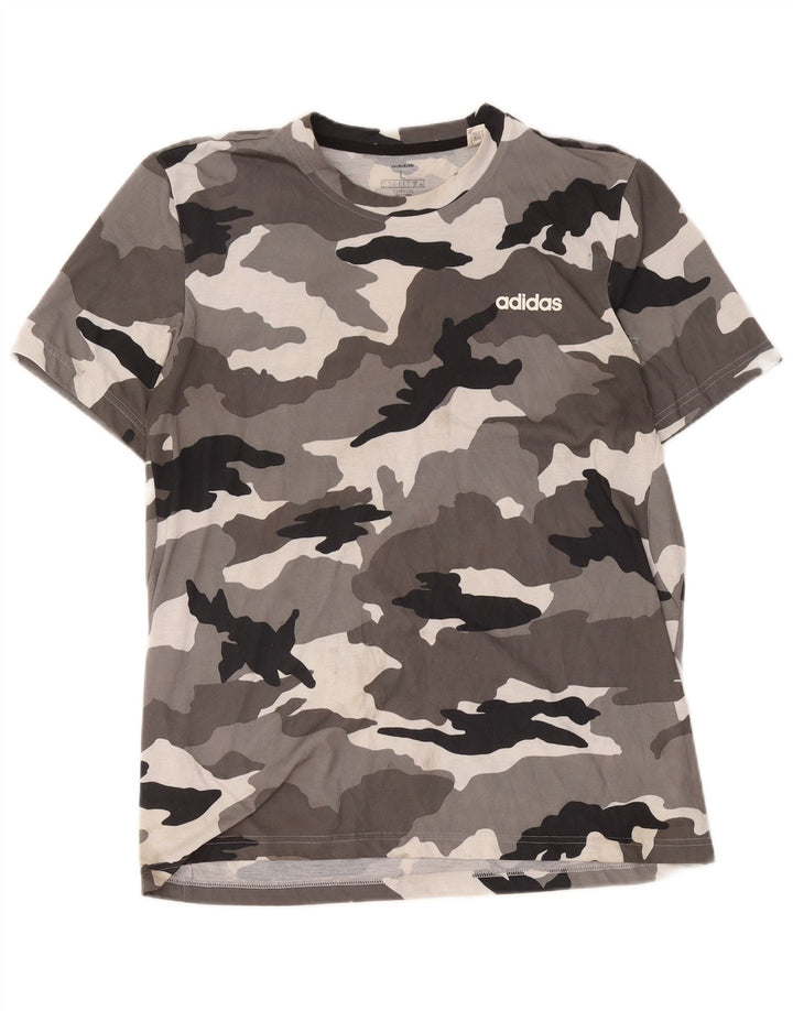 Adidas Herre Climalite T-Shirt Top Stor Grå Camouflage Polyester
