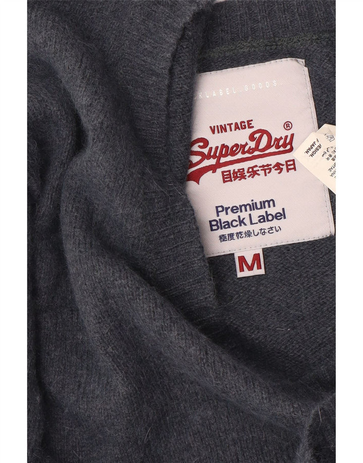 SUPERDRY Dame V-hals sweater UK 14 Medium Navy Blue Nylon
