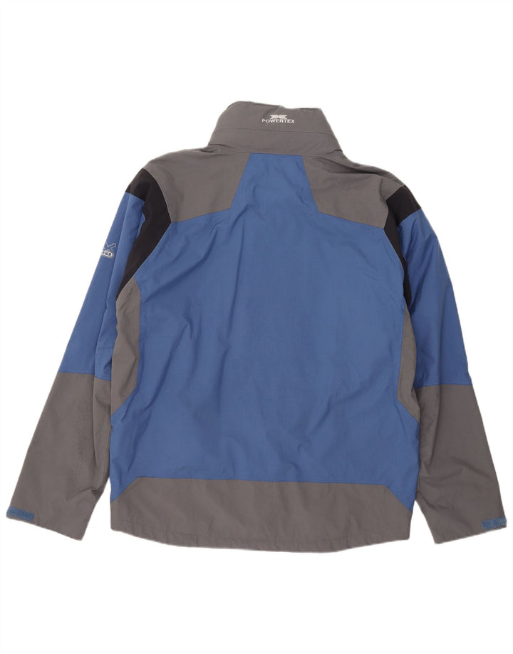 SALEWA Regnjakke med hætte til mænd EU 50 Large Blue Colourblock Polyamid