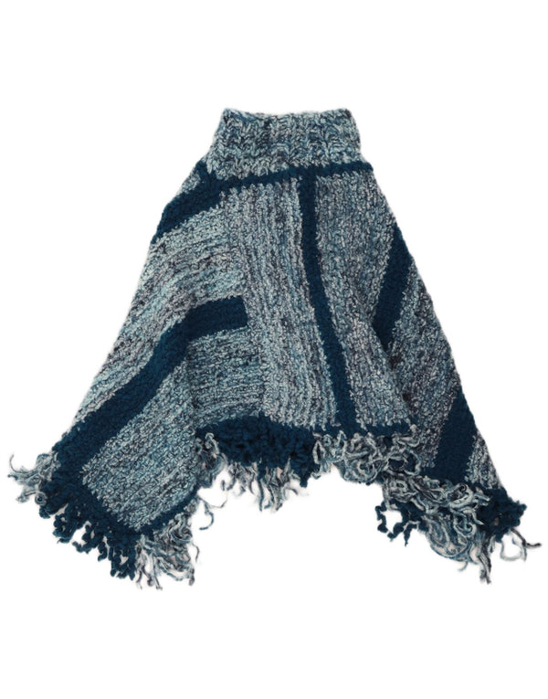 VINTAGE Dame Poncho Jumper One Size Blå Stribet