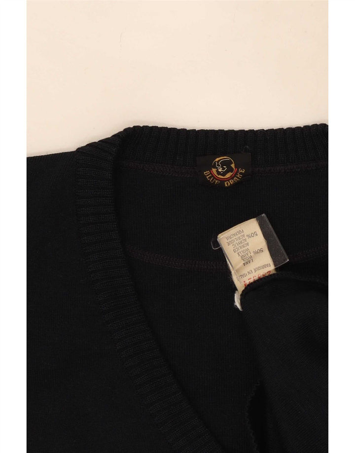 Blå Drake Herre V-hals trøje Sweater Large Navy Uld