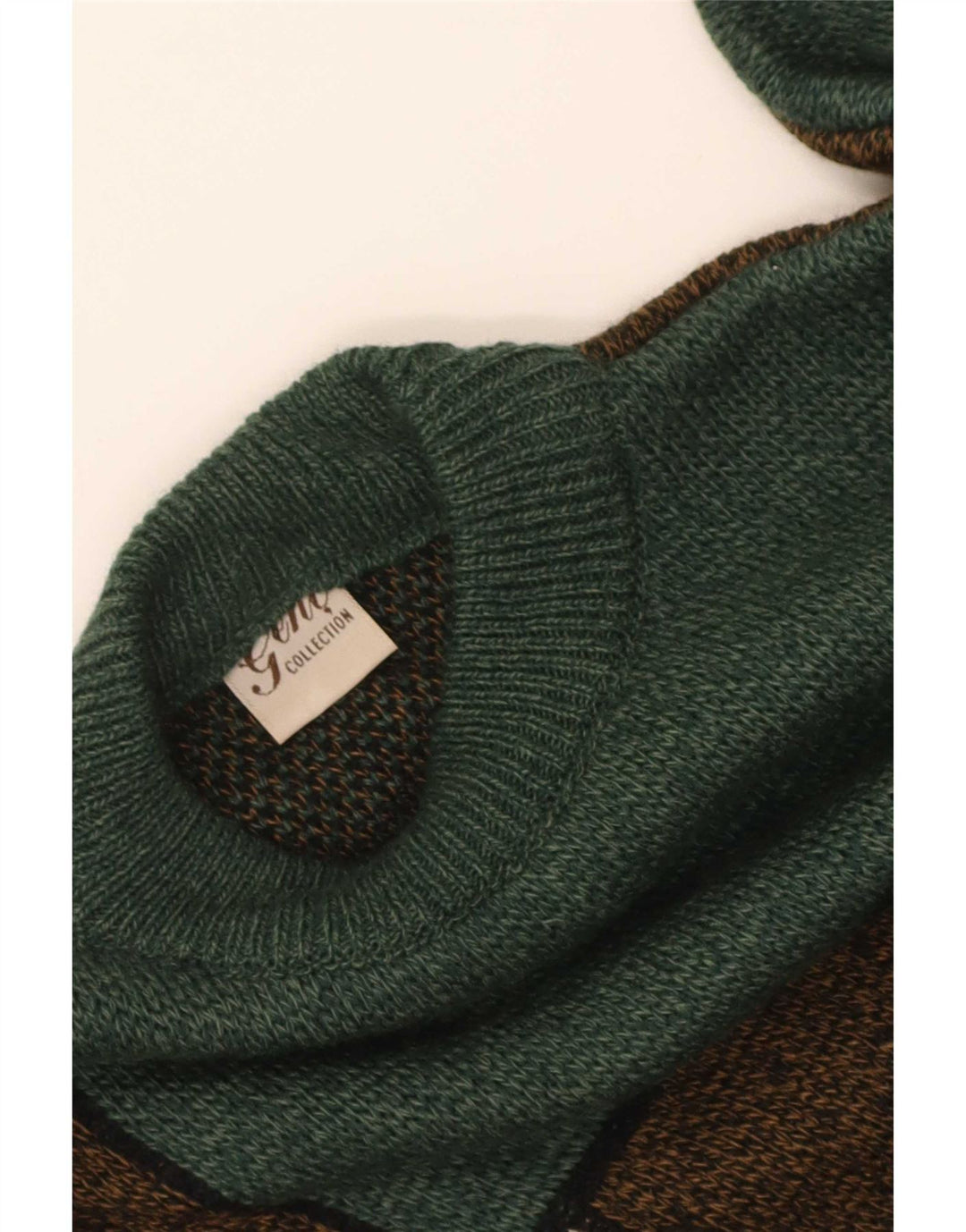 Vintage Herre Turtle Neck Jumper Sweater Medium Green Colourblock