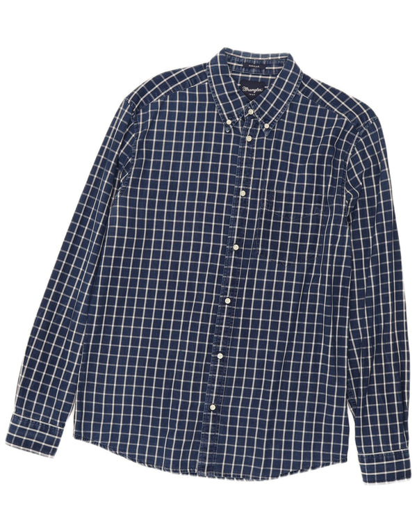 Wrangler Herre Regular Fit skjorte Medium marineblå ternet bomuld