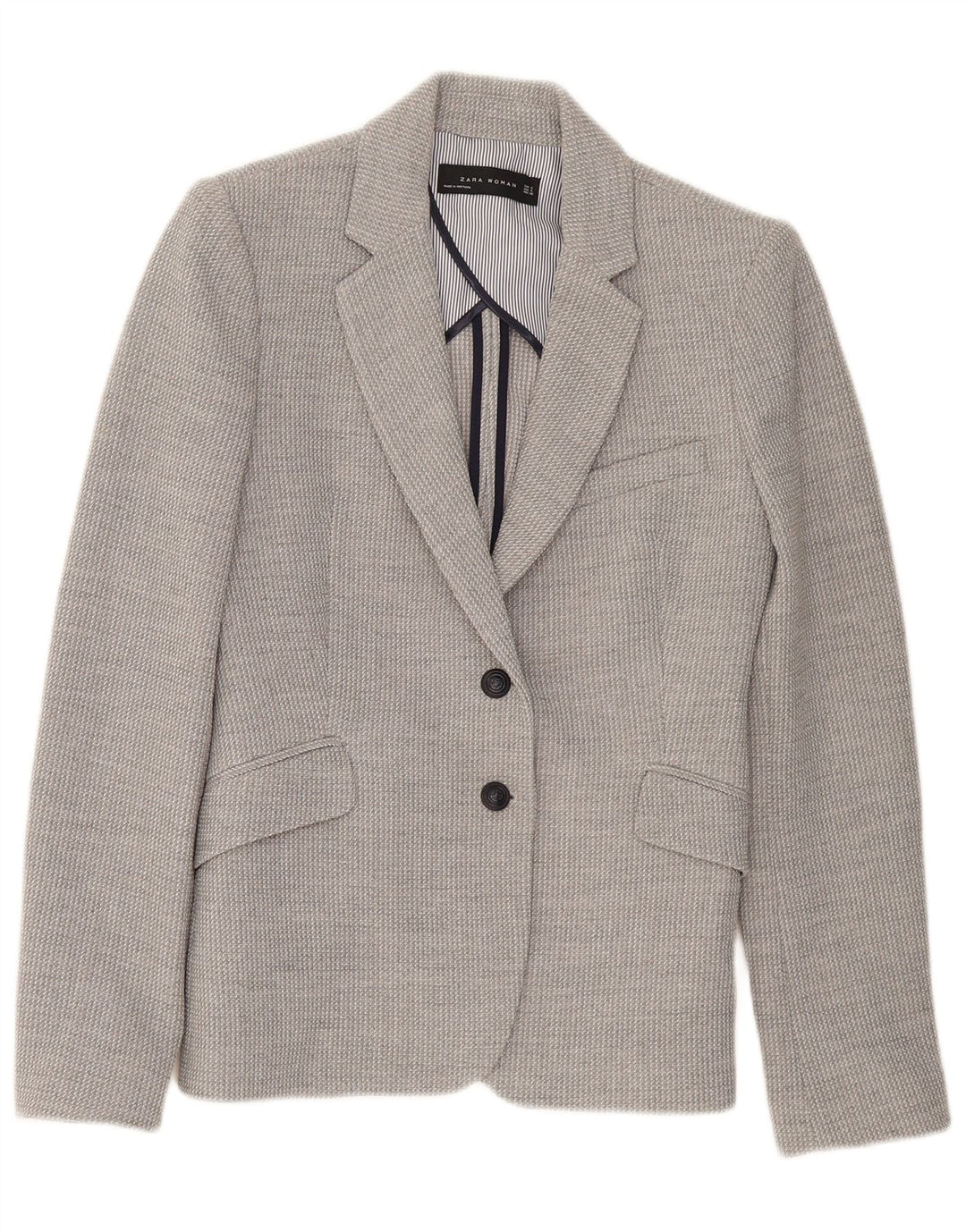 Zara Dame 2 Button Blazer Jacket UK 10 Small Grey Viscose