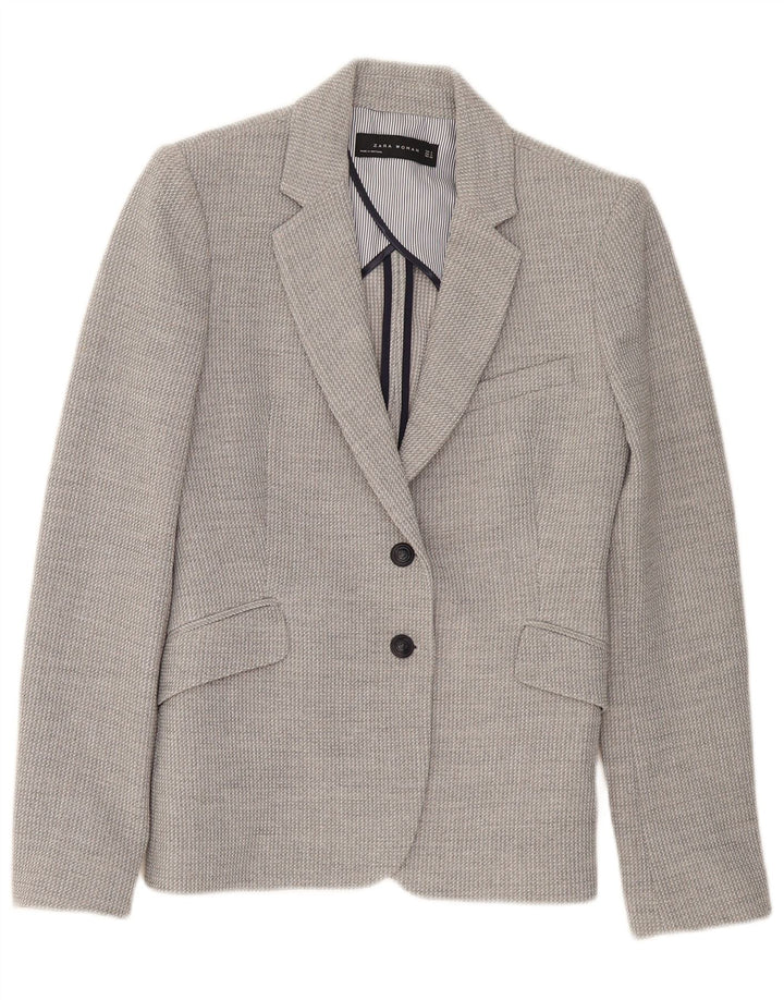 Zara Dame 2 Button Blazer Jacket UK 10 Small Grey Viscose