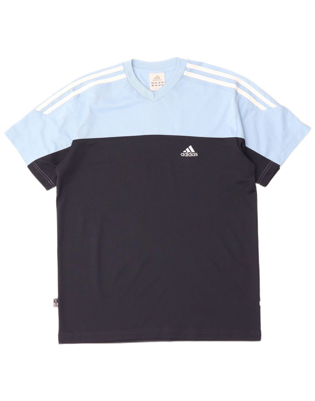 ADIDAS Herre T-Shirt Top UK 34/36 Small Blue Colourblock Bomuld