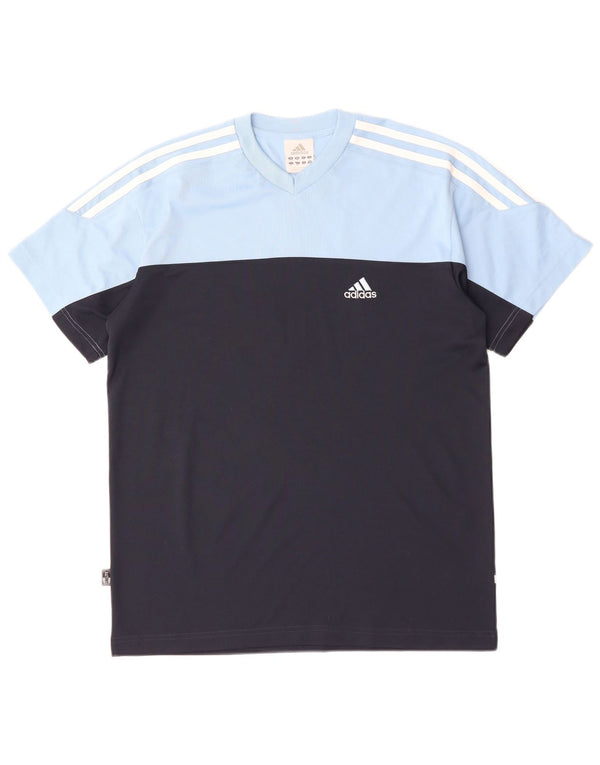 ADIDAS Herre T-Shirt Top UK 34/36 Small Blue Colourblock Bomuld